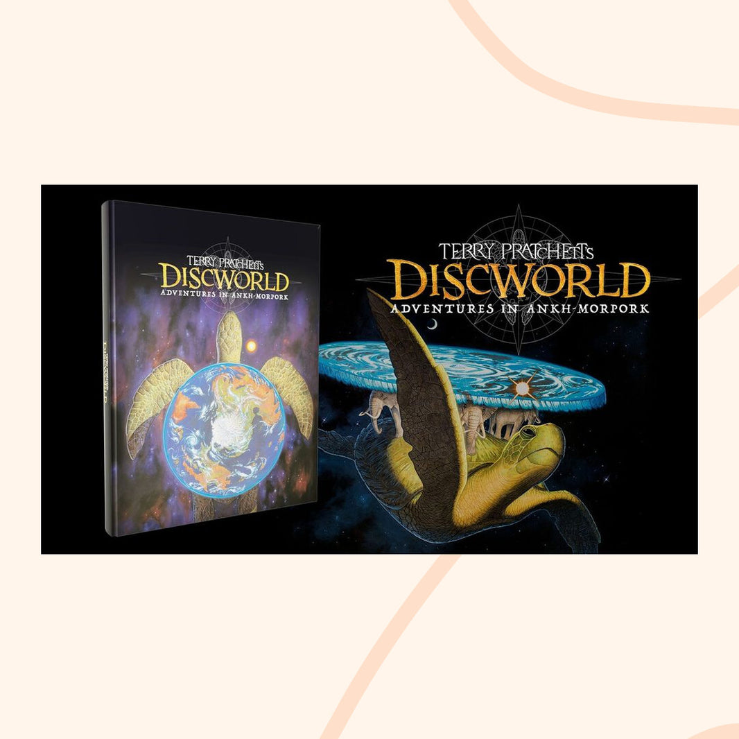 Discworld Adventures book cover and art with Great A'Tuin