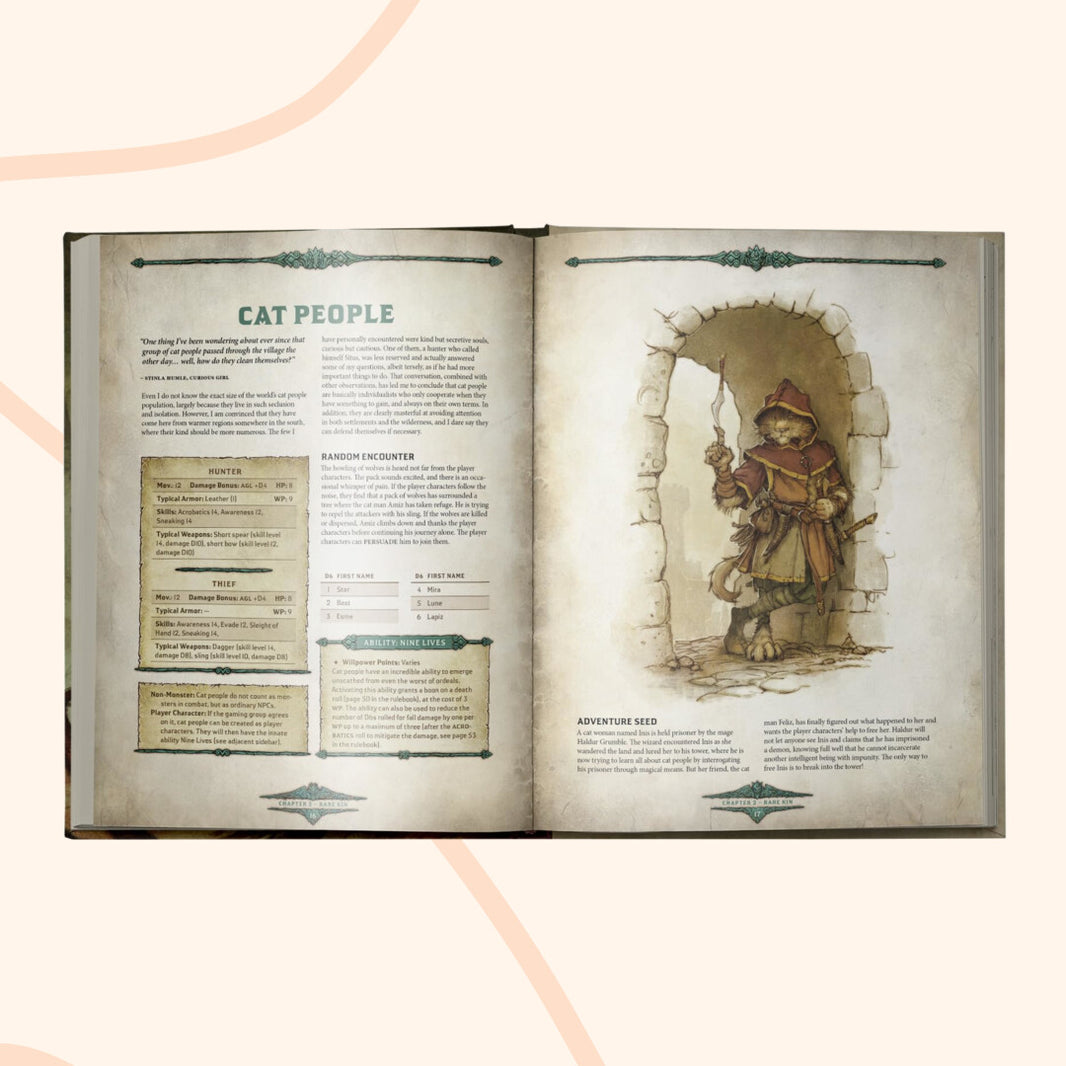 Dragonbane Bestiary inner preview, Cat people