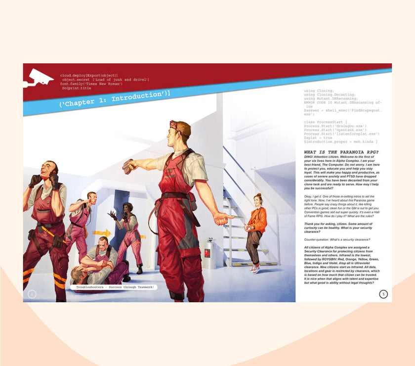 Paranoia RPG Core Rulebook example page, Introduction