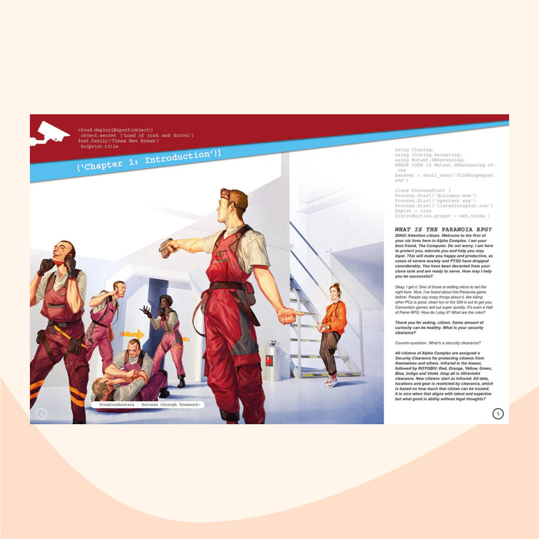 Paranoia RPG Core Rulebook example page, Introduction