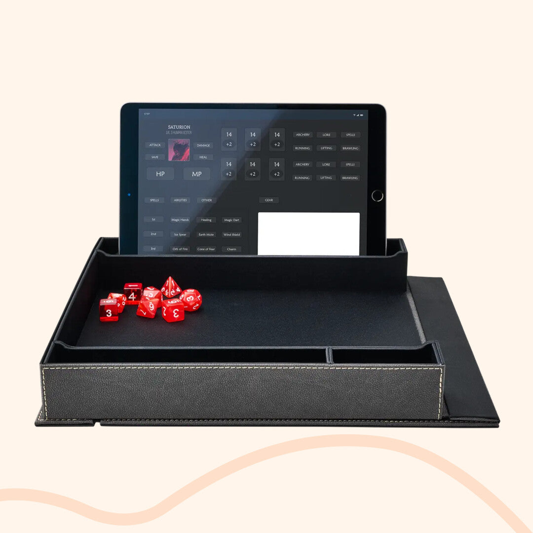 Player companion, iron gray, voorbeeld met tablet