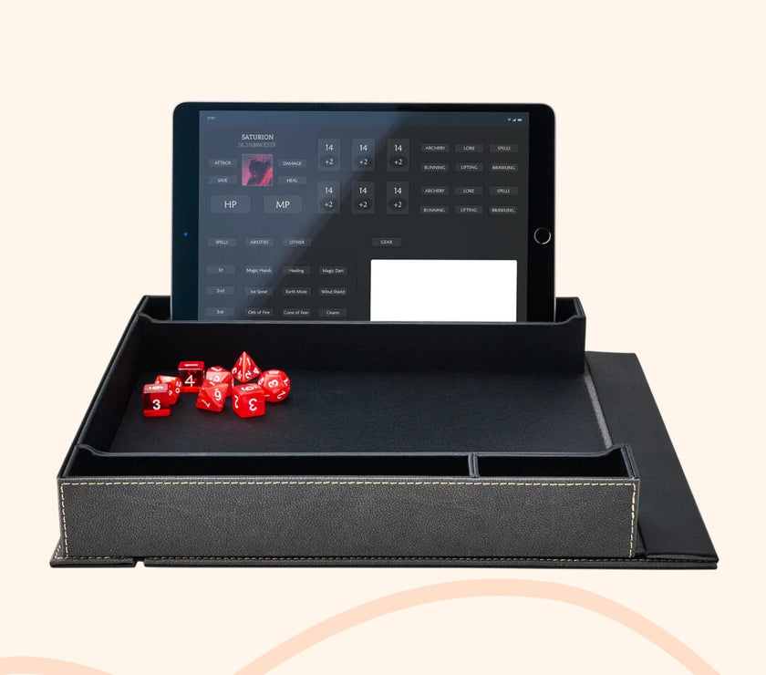Player companion, iron gray, voorbeeld met tablet