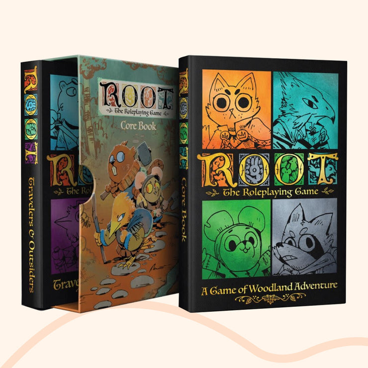 Root RPG deluxe slipcase with the core book and travelers & outsiders
