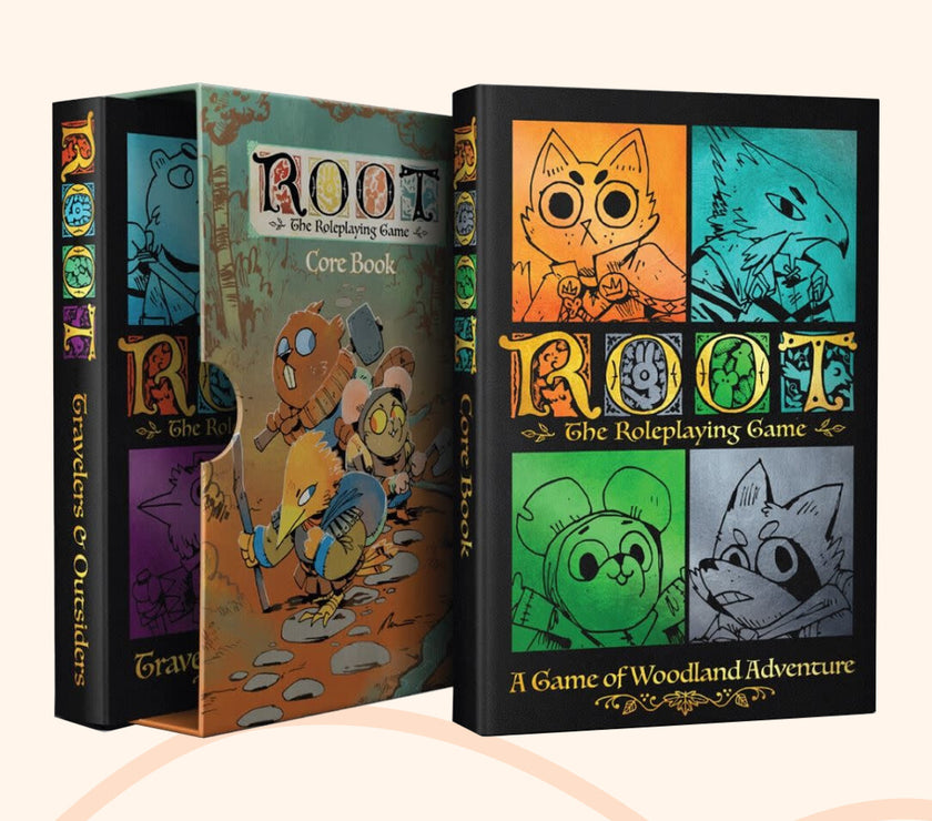 Root RPG deluxe slipcase with the core book and travelers & outsiders