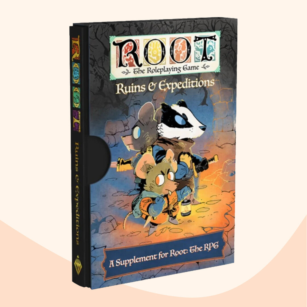 Front cover Root: Ruins & Expeditions TTRPG in sleeve