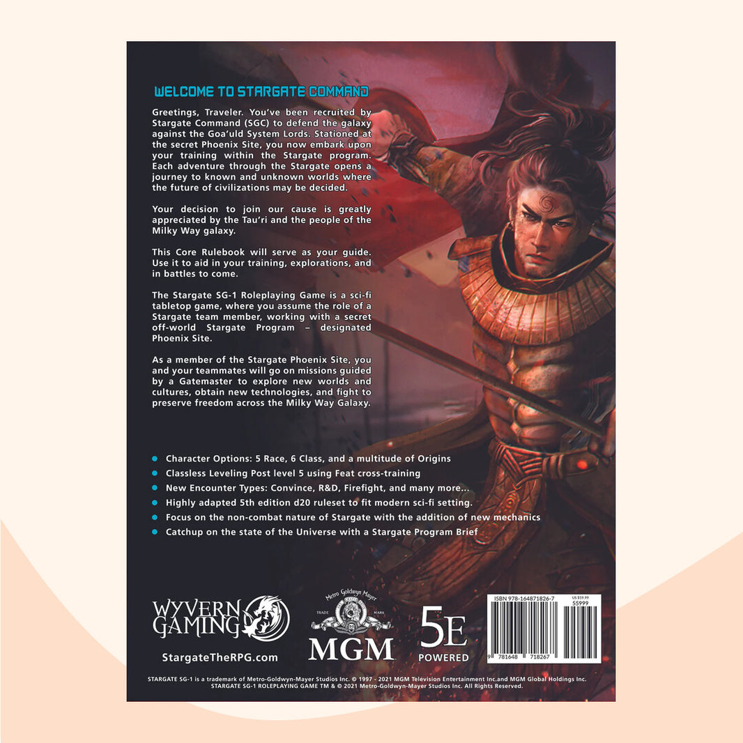 Back cover of Stargate SG-1 TTRPG
