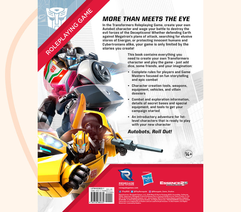 Transformers RPG Core book back cover