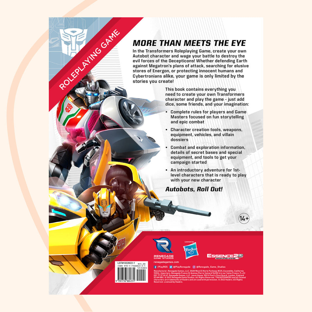 Transformers RPG Core book back cover