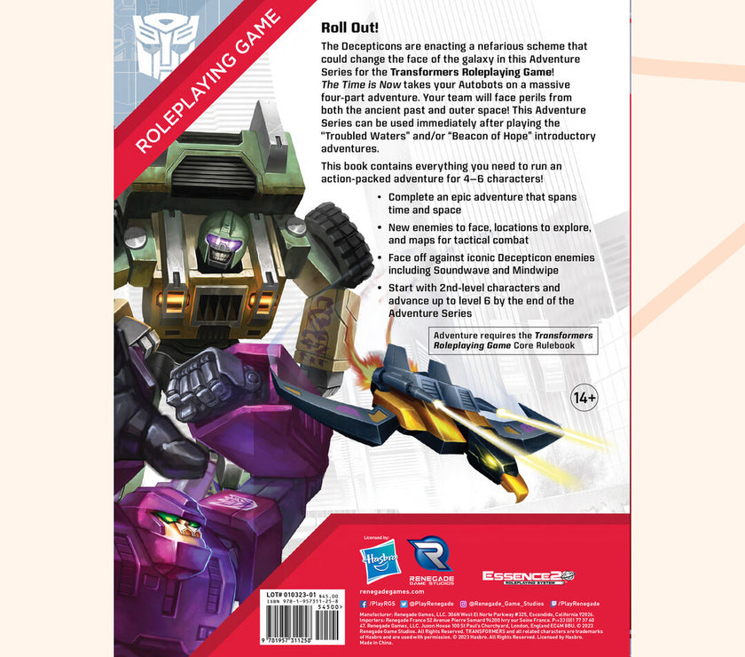 Transformers RPG The time is now back cover