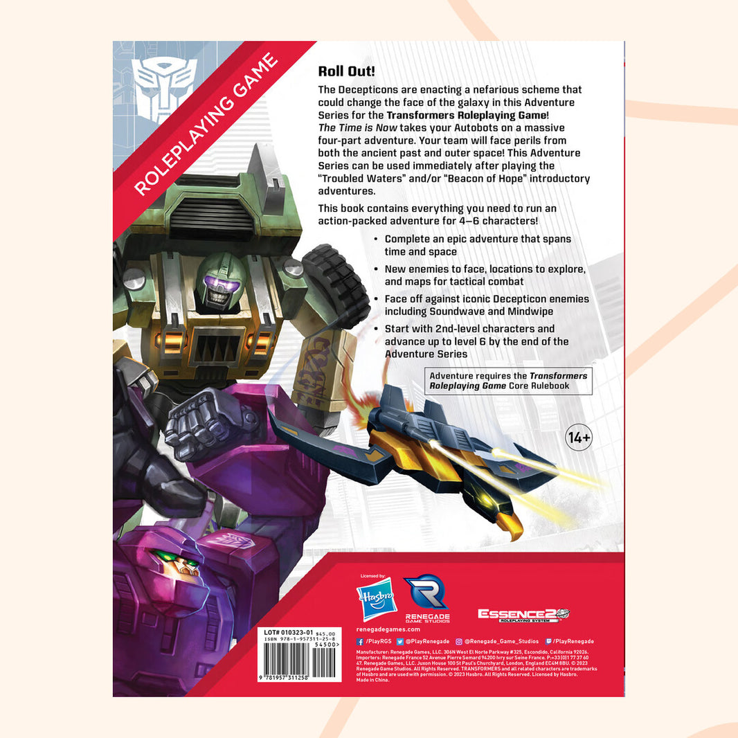 Transformers RPG The time is now back cover