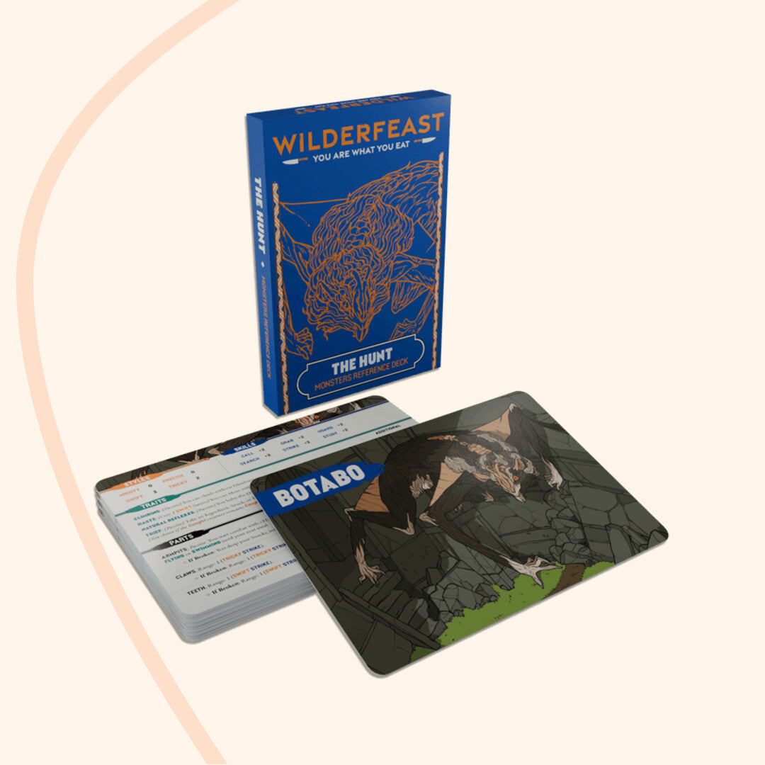 Wilderfeast, Monster reference deck, The hunt, voorkant en voorbeeld.