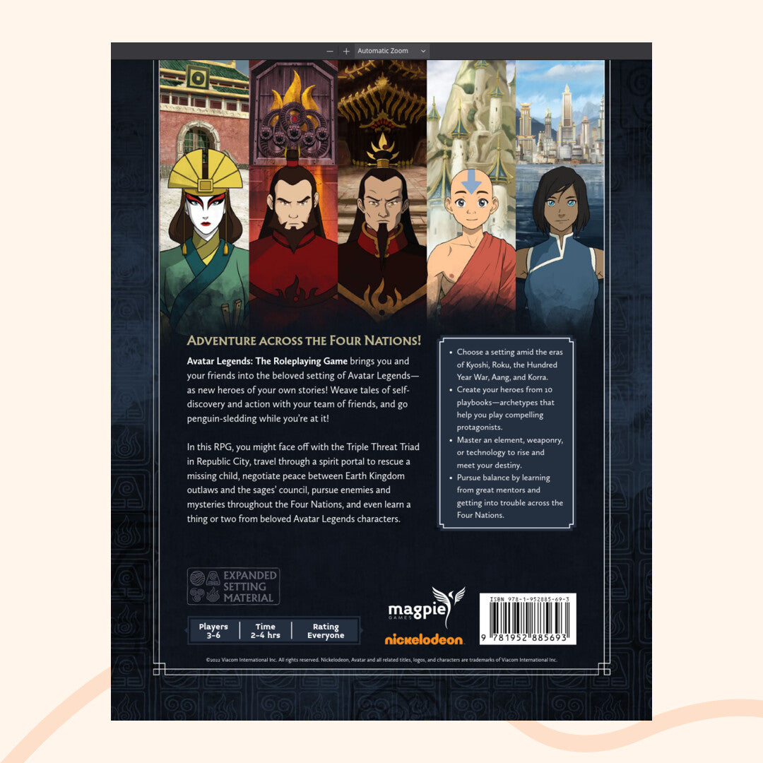 Avatar Legends TTRPG Back cover