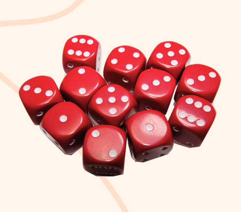 Chessex opaque set d6 dobbelstenen rood wit