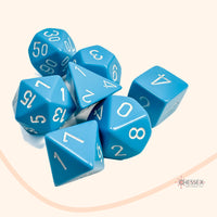 Chessex opaque set 7 polyhedral dobbelstenen lichtblauw wit