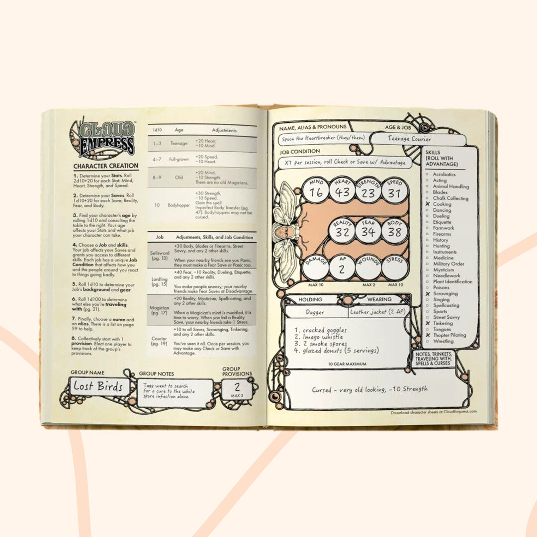 Cloud Empress starter box content character creation
