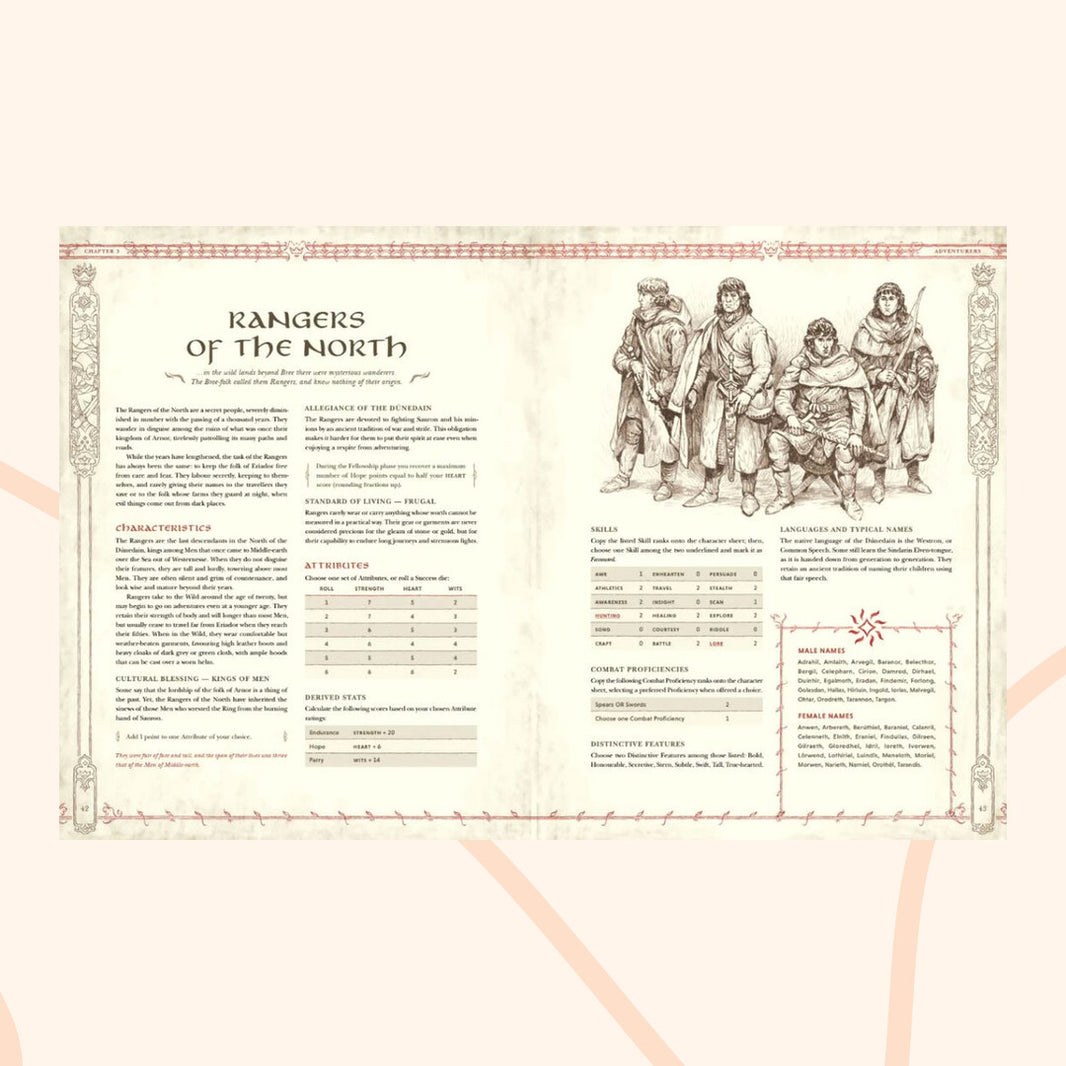 The One Ring Corebook inside preview, rangers of the north