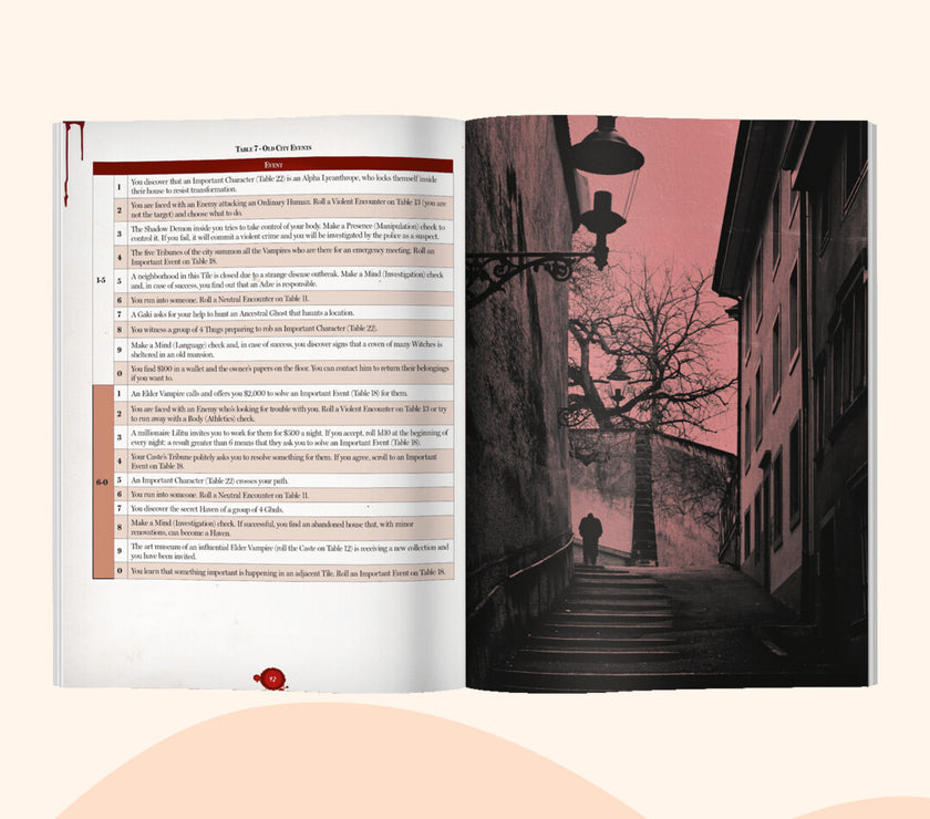 The vampire alone in the darkness inner preview, event table, art
